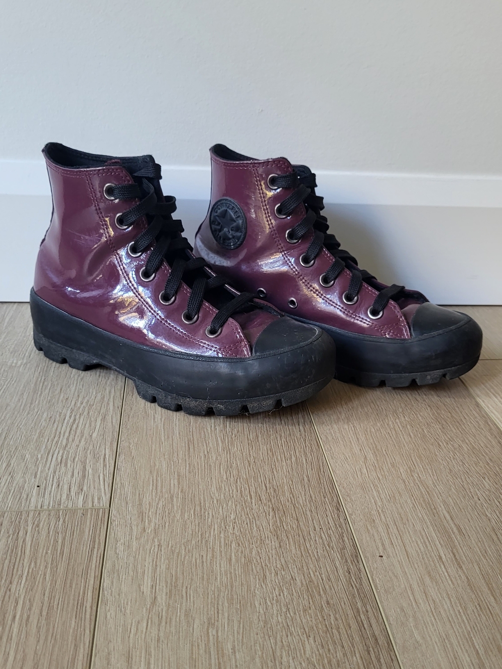 Converse Women's Platform High-Top Sneakers in Burgundy - Picture 3 of 3